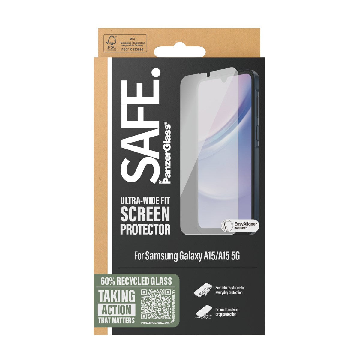 SAFE. by PanzerGlass® Screen Protector by Samsung Galaxy A15 | A15 5G | Ultra-Wide Fit w. EasyAligner